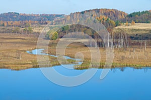 Indian summer on the Gorodishchenskoe lake. Vicinities of Izborsk, Russia