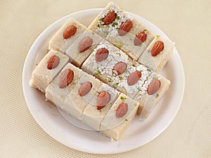 Indian sweet Badam Malai Barfi