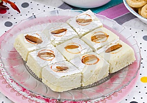 Indian Sweet Food Badam Barfi