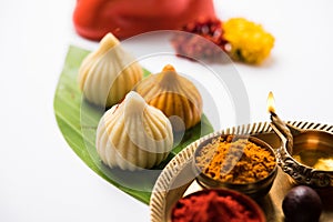 Indian sweet food called modak prepared specifically in ganesh festival or ganesh chaturthi