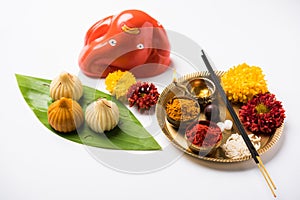 Indian sweet food called modak prepared specifically in ganesh festival or ganesh chaturthi