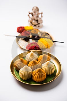 Indian sweet food called modak prepared specifically in ganesh festival or ganesh chaturthi