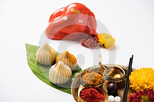 Indian sweet food called modak prepared specifically in ganesh festival or ganesh chaturthi