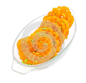 Indian Sweet Food Imarti on white Background photo