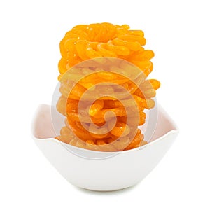 Indian Sweet Food Imarti on white Background photo
