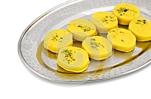 Indian Sweet Food Kesar Peda