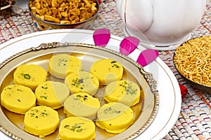 Indian Sweet Food Kesar Peda