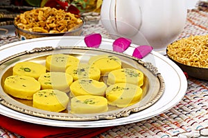 Indian Sweet Food Kesar Peda