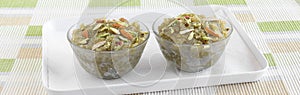 Indian Sweet Food Lauki Halwa in Glass Bowls