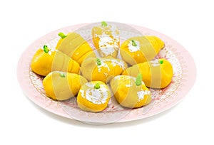 Indian Sweet Food Mango Mawa Pedha or Peda