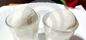 Indian Sweet Rasgulla Also Know as Rosogolla, Roshogolla, Rasagola, Ras Gulla is a Syrupy Dessert Popular in India photo