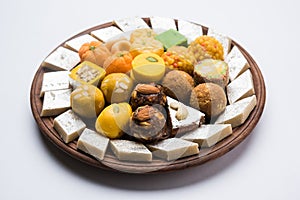 Indian sweets for diwali festival or wedding, selective focus