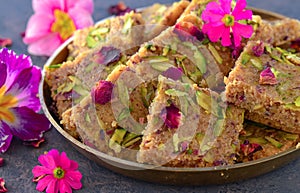 Indian Sweets - gulkand anjeer barfi