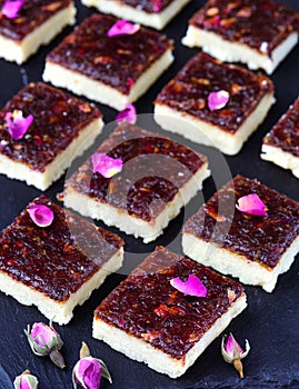 Indian sweetS - Gulkand barfi or rose preserve fudge