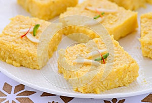 Indian Sweets - mango kalakand barfi