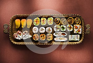 Indian sweets and Mithai in a tray for Diwali festiva