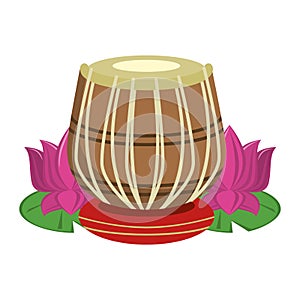 Indian tabla drums with lotus flower