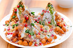 Indian snacks- chole samosa chaat