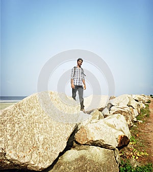 Indian Teen age boy on the beach