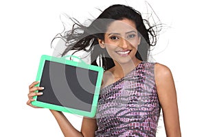 Indian Teenage girl with empty slate