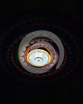 Indian temple ceiling in dark atmosphere