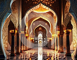 Indian temple interior with doors