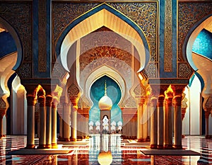 Indian temple interior with doors