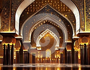 Indian temple interior with doors