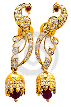 Indian temple jewelry design earrings peacock design