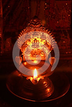 Indian temple religious brass holy lamp