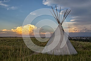 Indian tepee set near Casper, Wyoming