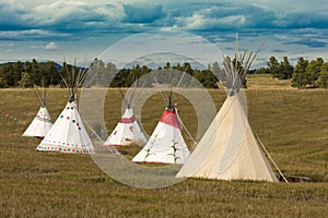 Indian Tepees outside of Devils Tower, Wyoming