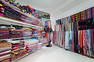 Indian textile shop. Sari