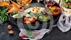 Indian Thali on dark background