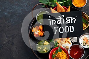 Indian Thali on dark background