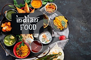 Indian Thali on dark background