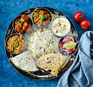 Indian Thali or Indian Meal stock photo