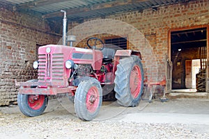 Indian tractor in a stable