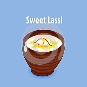 Indian traditional beverage sweets lassi vector illustration