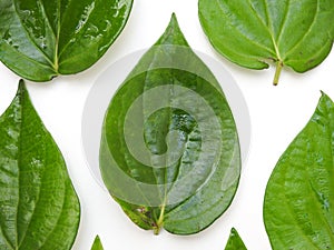 Indian traditional chewing for digestion of betel leaves and betelnut  on white background