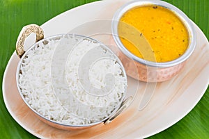 Indian Traditional Cuisine Dal Fry or Rice Also Know as Dal Chawal
