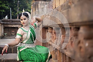Indian traditional culture - beautiful woman dancer exponent of Indian classical dance Odissi