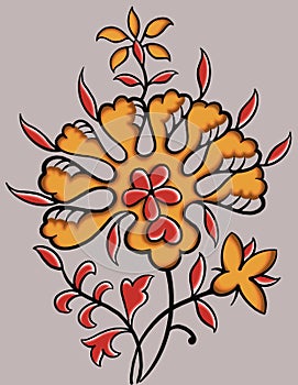 Indian traditional Floral hand drawn motif design