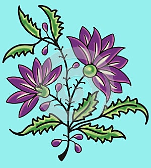 Indian traditional Floral hand drawn motif design