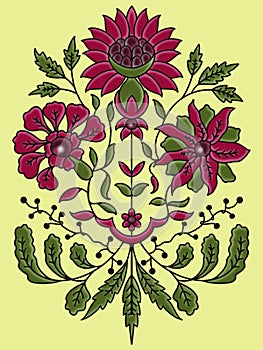 Indian traditional Floral hand drawn motif design