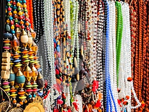 Indian traditional handicraft glassbeads on the street market