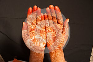 Indian traditional mehndi art on hands