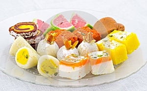 Indian Traditional Mix Sweet Food or Mix Mithai