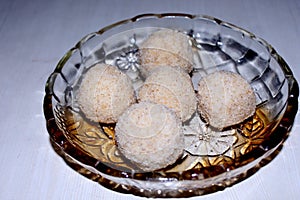 Indian traditional Rava ladoo or Semolina Ladoo Or Rawa Ladu