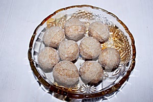 Indian traditional Rava ladoo or Semolina Ladoo Or Rawa Ladu